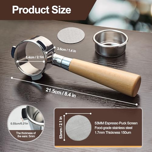 54 mm Bottomless Portafilter Compatible with Breville Barista BES870XL