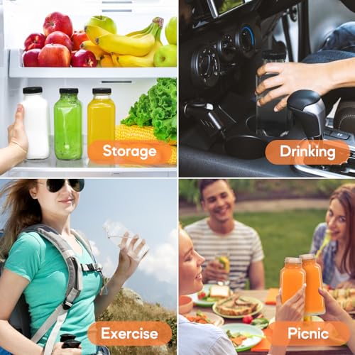16oz Glass Juice Bottles with Leak (6 Count)