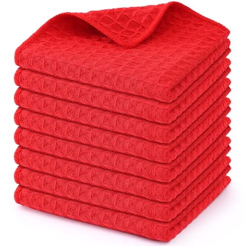 Microfiber Waffle Weave Kitchen Dish Cloths (8 Count)