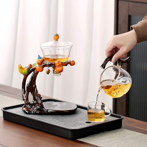 Glass Kungfu Teapot Set Tea maker with Infuser Semi Automatic Tea Set