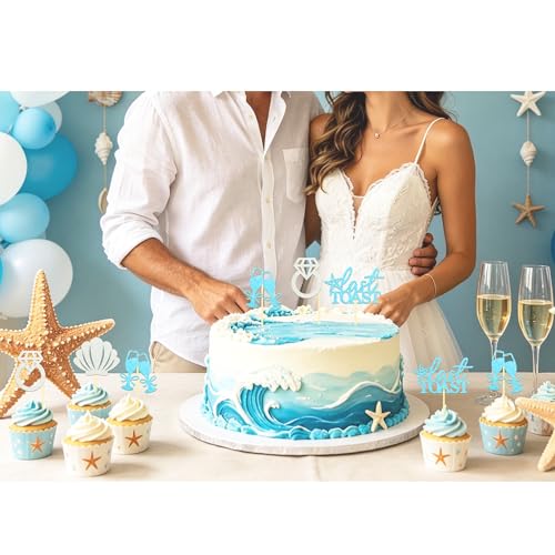 Glitter Last Toast on the Coast Cupcake Toppers (24 Count)
