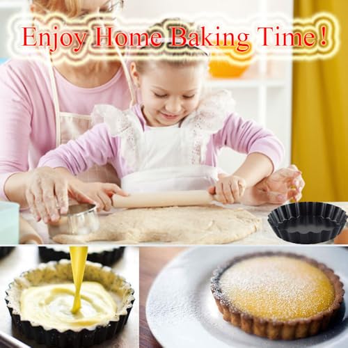 12Packs Mini Tart Pans 4 Inch Tart Pan Removable Bottom Round Nonstick Quiche Pan (12 Count)