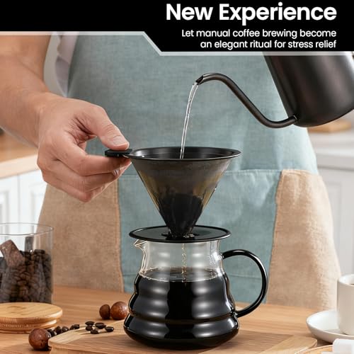2.0 Upgraded】 Stainless Steel Pour Over Coffee Maker