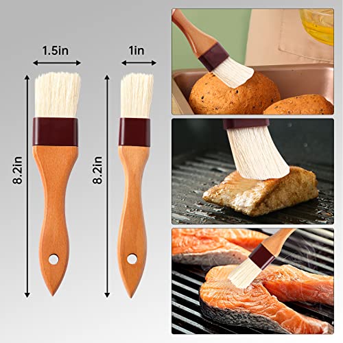 4 Pack Silicone Basting Pastry Brushes with 2 Wood Handle Culinary Oil Brushes
