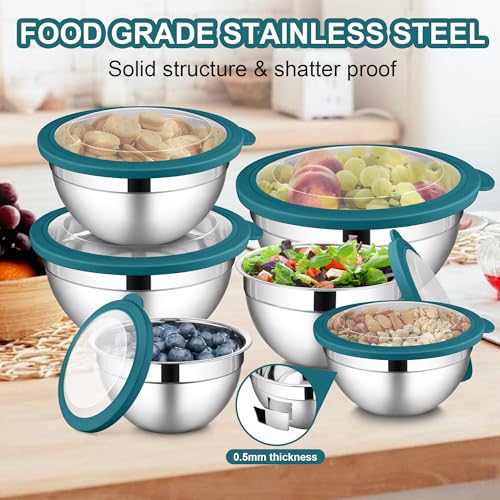 6 PCS Stainless Steel Mixing Bowls (12 Count)