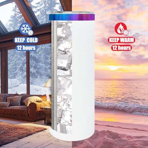 20 oz Skinny Tumblers Bulk with Lids and Straws White (8 Count)
