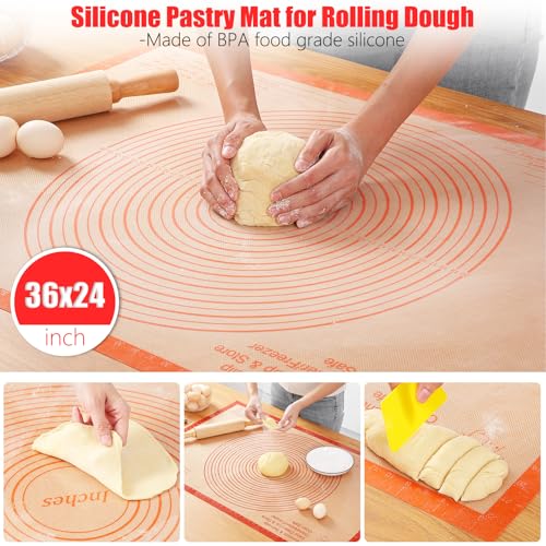 Silicone Pastry Mat 36X24 Inch Baking Mat for Counter Dough Rolling Mat