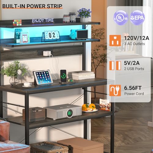 Bakers Rack with Power Outlet & RGB LED