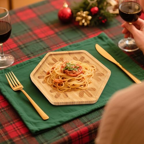 Christmas Hexagonal Bamboo Serving Tray with Laser