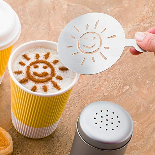 Coffee Art Stencil Pack of 1 Stainless Steel Smiley Sun Decorating Stencil for Latte Art