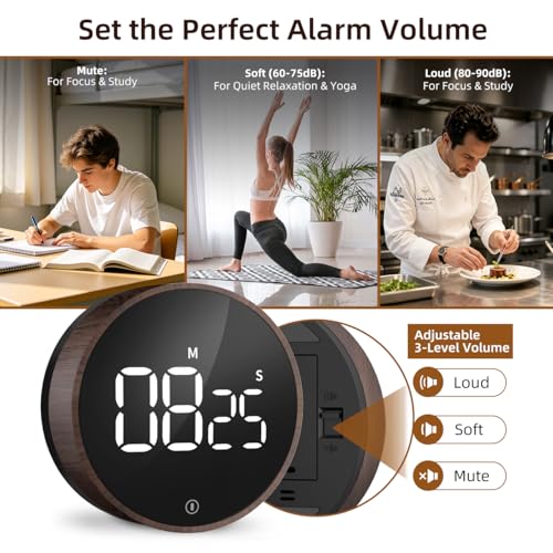 Digital Magnetic Kitchen Timer & Stopwatch with LED Display