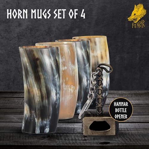 Viking Drinking Horn Mug Set of 4 (4 Count)