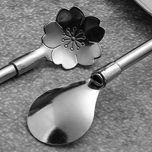 Reusable Stainless Steel Long Handle Straws Spoon