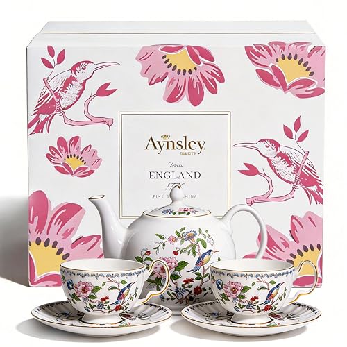 Porcelain Tea Set Adult Ceramic Tea Set European Flower Painting Teapot Cup Saucer Spoon for Women Mom Gift