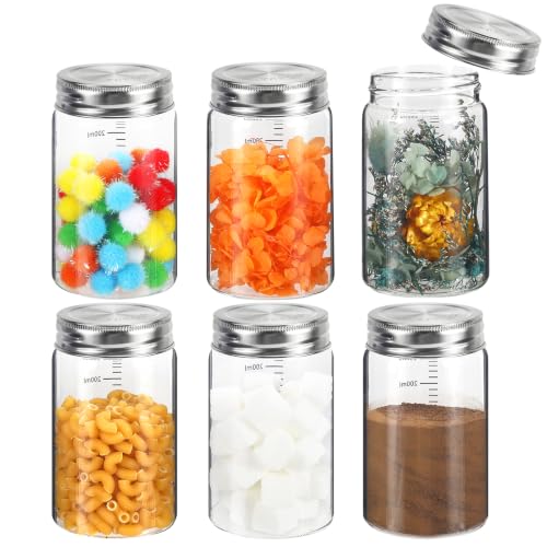 8 oz Small Glass Coffee Jars Spice Jar Round Storage Canister with Wooden Lid Clear Glass Food Jar for Pantry Sugar Tea Coffee Bean Spice Nuts Cookies Bath Salts