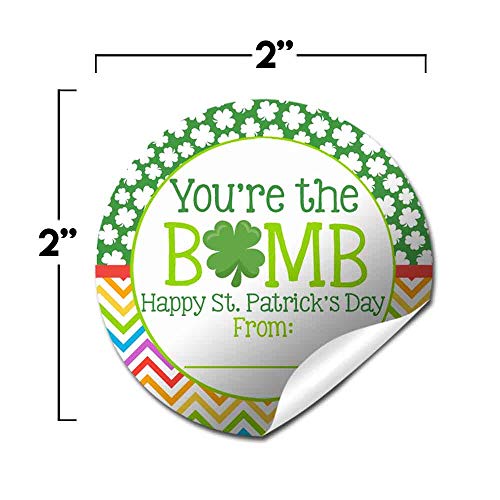You're The Bomb Shamrock Themed Happy St. Patrick's Day Hot Cocoa Bomb Packaging Sticker Labels