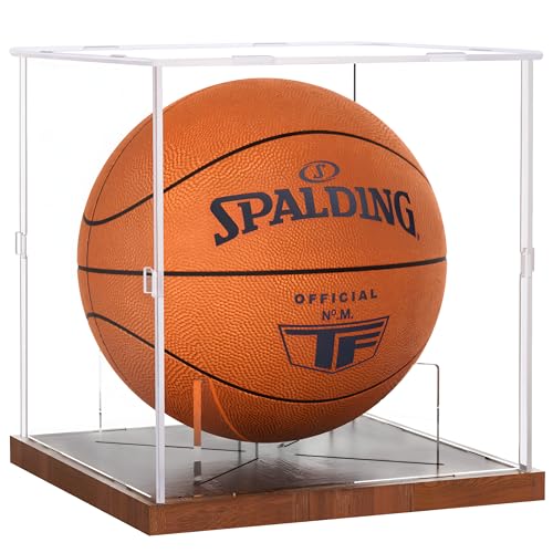 Full Size Acrylic Basketball Display Case with Solid Wood Base