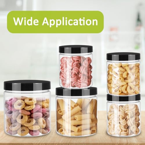 12pcs Plastic Jars with Lids 16 oz & 8 oz & 4 oz