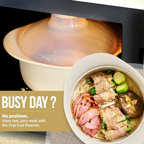 48oz Platinum Silicone 3 Compartmented Microwave Steamer Pot with Handle & Lid