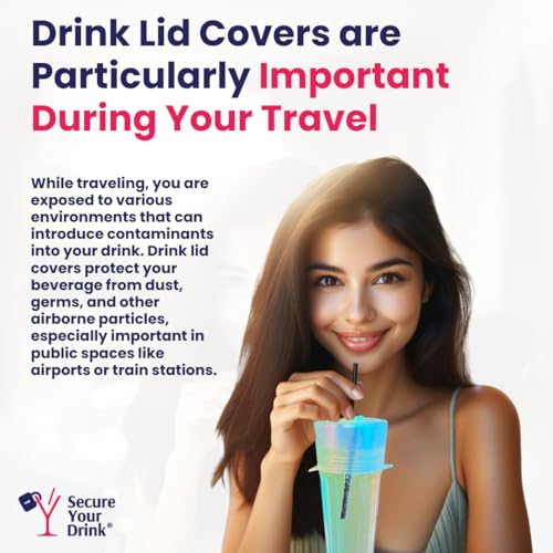 Drink Cover for Cups and Glasses. Multi Use Silicone Anti Spiking Drink Cover Protector With Lift Lock Sip System. Prevent Spiking. No Spill. Reusable and Straw Compatibility. (4 Count)