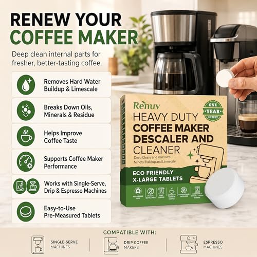 Coffee Maker Cleaner & Descaler Tablets (12 Count)