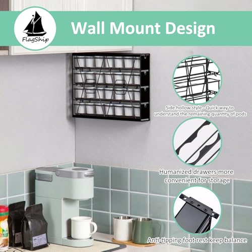 K Cup Holder for Keurig Pods Coffee Pod Storage 4 Tier K Cup Drawer Organizer for Counter (4 drawer)