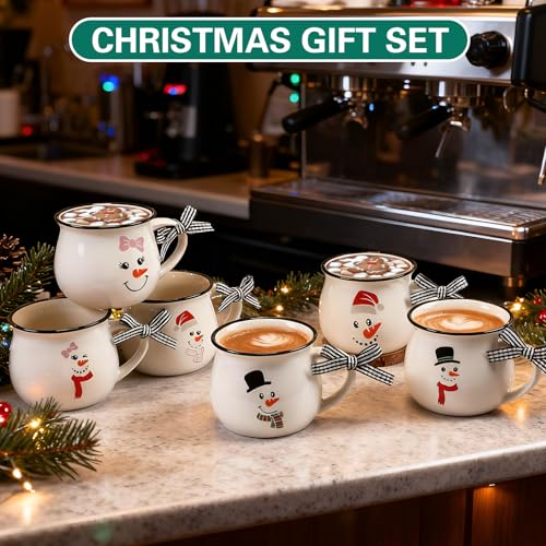 6 Set Christmas Coffee Mug Ceramic 12oz Hot Cocoa Cup (6 Count)