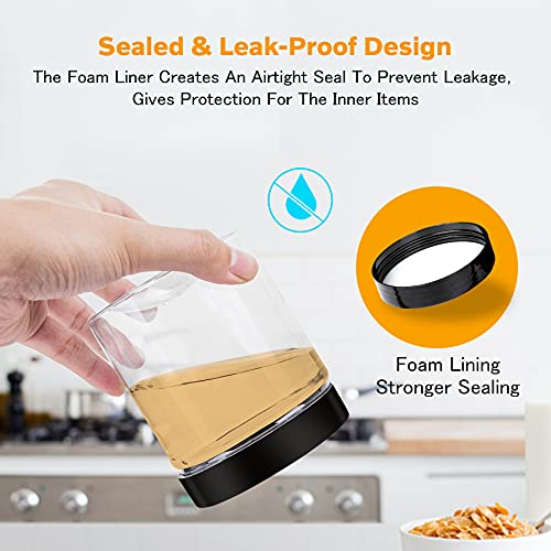 Plastic Jars with Lids 8 oz & 14 oz 24Pcs Clear Plastic Slime Storage Jars Containers with Airtight Leak Proof Black Screw On Lids Cylinder Clear Round Jar Food Grade Durable Jar (24 Count)