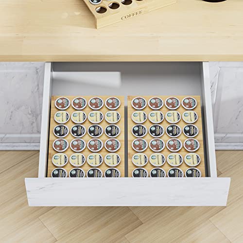 BamBoo k cup holder Drawer or Countertop k cup Organizer Coffee Pod Holder Hold 24 Coffee Pod Storage Kcup coffee pods holder for coffee station Office and Kitchen k cup storage