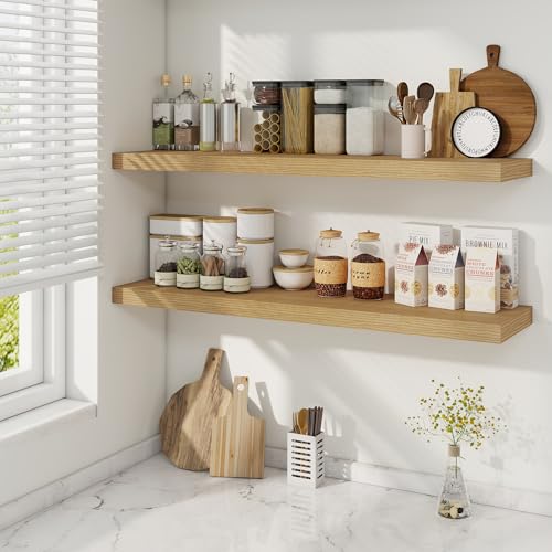 40 Inch Oak Floating Shelves (2 Count)