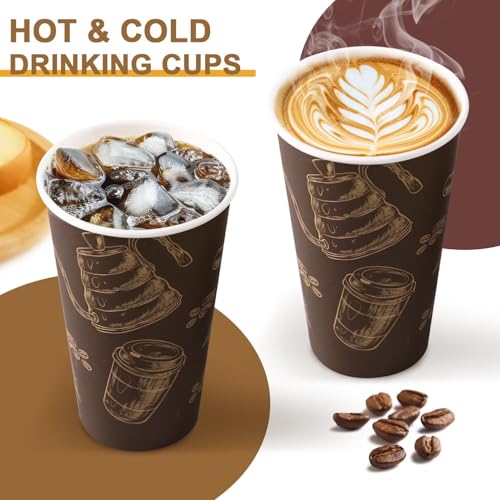 Coffee Cups 16oz 180 Pack Disposable Paper Cup Durable Drinking Cup (180 Count)