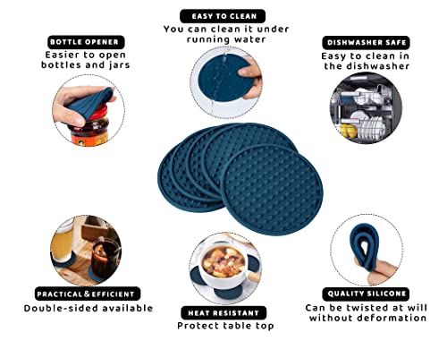 6 Pcs Drink Coaster with Holder Non