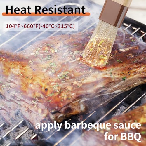 3 Pack Natural Bristle Pastry Brush for Basting Baking Cooking Food
