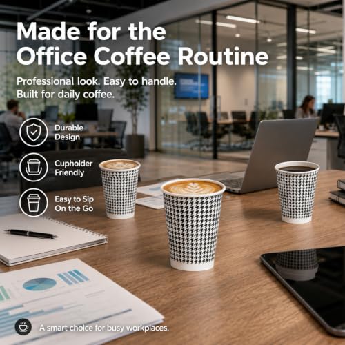 8 oz Coffee Cups 200 Pack【WITHOUT LIDS】 Insulated Corrugated Disposable Paper Cups To Go (200 Count)
