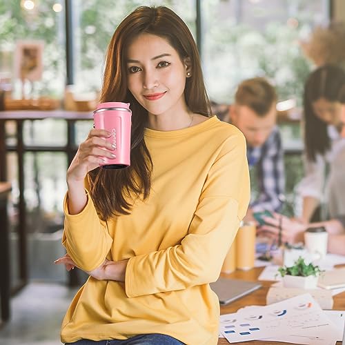 4 Pcs 13 oz Travel Coffee Mug Insulated Reusable Coffee Cups with Leakproof Lid Stainless Steel Portable Tumbler for Keep Hot or Ice Milk Tea