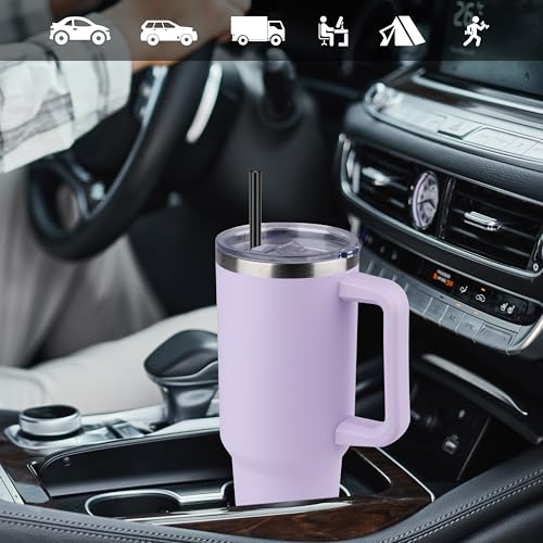 40 oz Tumbler with Handle and Straw (4 Count)