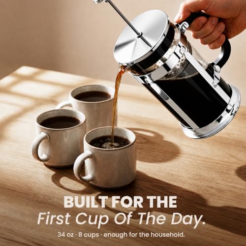 EzDtach French Press Coffee Maker 34oz Chrome