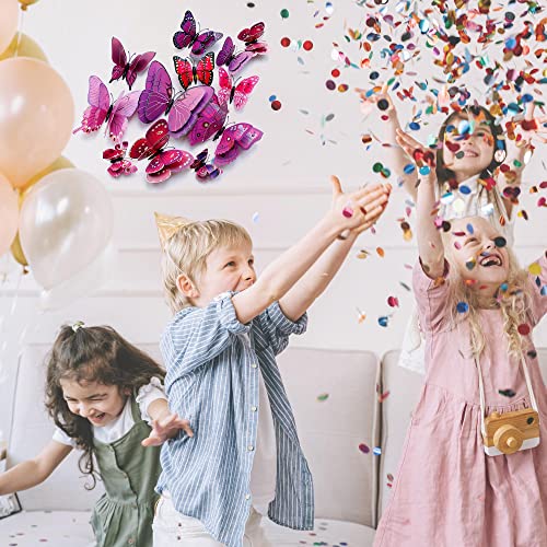 3D Butterfly Wall Decor Butterfly Decorations Stickers with Magnets (72 Count)