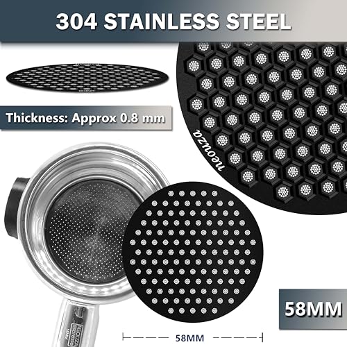 V4 Espresso Puck Screen 0.8mm Thickness Honeycomb Mesh Double Layer Black Protective Coating for Coffee Portafilter Basket
