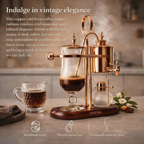 Belgium Royal Family Balance Syphon Unique Gravity Vintage Coffee Maker Vacuum Brewing System Copper 500 ml