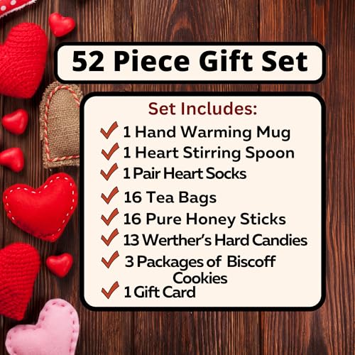 Tea Cookies and Honey Gift Set Tea Lovers Sampler Basket Care Package Get Well Soon For Women Mom Family Best Friend Birthday Ideas After Surgery Thinking Of You Heart Themed Box