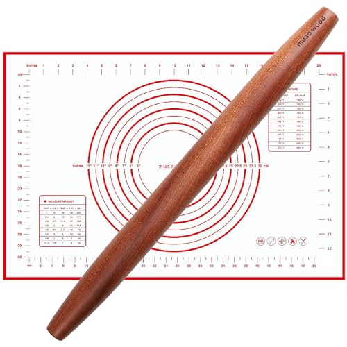 French Rolling Pin and Silicone Baking Mat Set