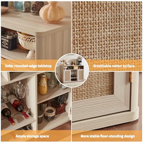 Rattan Wine Bar Cabinet with 2 Doors