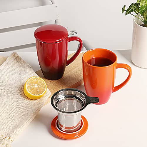 Sweejar Porcelain Tea Mug with Infuser and Lid