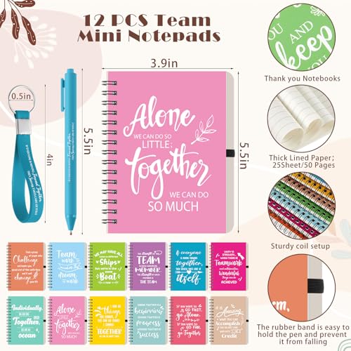 12 Set 48 Pcs Team Appreciation Gift Set Inspirational Employee Appreciation Gift Bulk 16 oz Coffee Cups with Team Notebook Pen Keychains for Staff Teacher (12 Count)