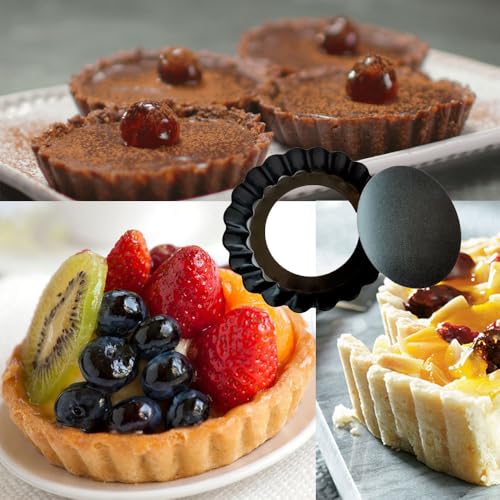 12Packs Mini Tart Pans 4 Inch Tart Pan Removable Bottom Round Nonstick Quiche Pan (12 Count)