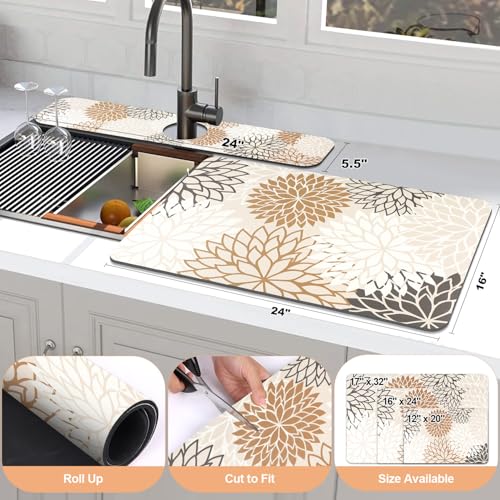 2PCS 16" x 24" Dish Drying Mat & 24" x 5.5" Sink Splash Guard