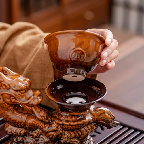Ceramic Teapot with Infuser Semi Automatic Tea Set Magic Teapot with 8 cups Gradient Color