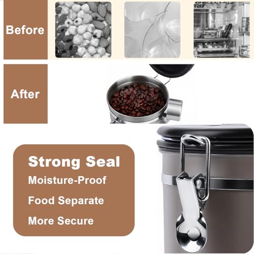 Coffee Canister Airtight Storage Container Stainless Steel Coffee Jar with Scoop