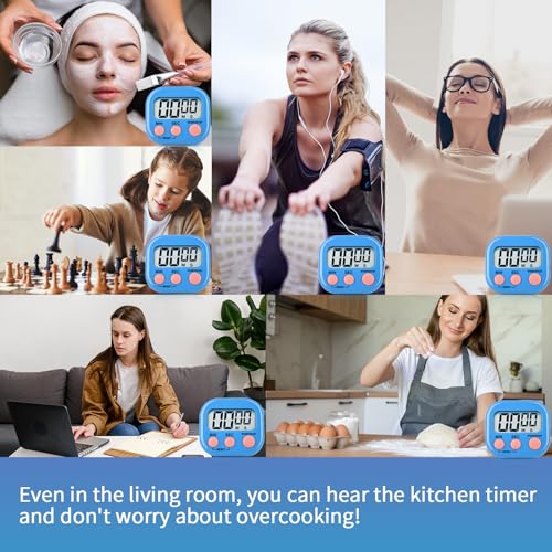 4 Pack Digital Kitchen Timer Magnetic Digital Timer with Big Display Loud Ring Cooking Timers for Kitchen Electronic Timer for Cooking (4 Count)